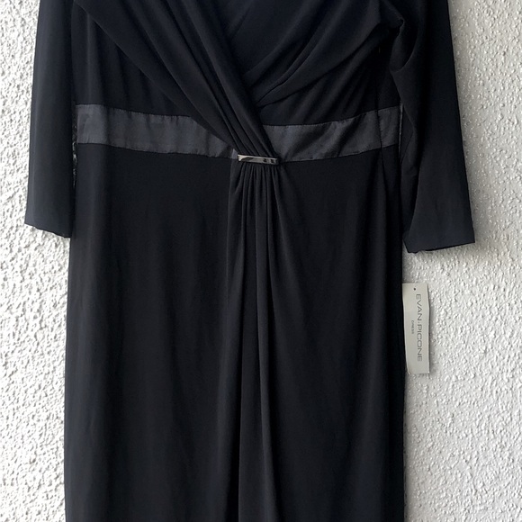 Evan-Picone Black V-Neck Dress gathers in the front size 14 NWT - Picture 7 of 13